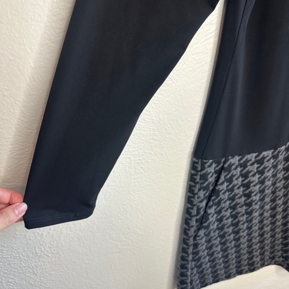 Ruti Long Sleeve Dress Size L Black Houndstooth Mini Pockets - Picture 2 of 7